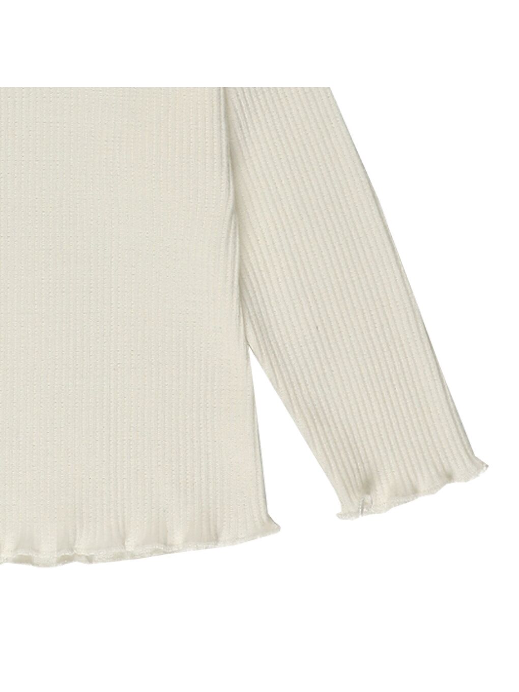 Ekru Kız Çocuk Yakası Fırfırlı Tişört-2