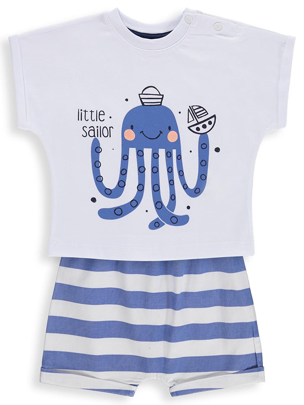Baby Ahtapot Baskılı 6-18 Ay Takım - Beyaz