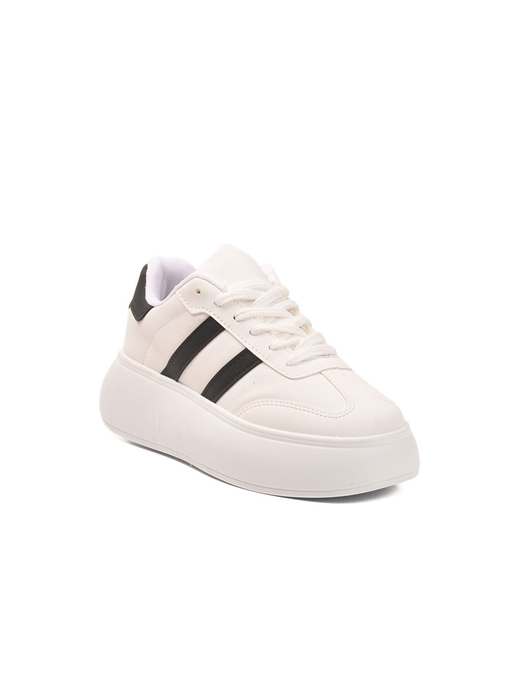 Beyaz Siyah Yüksek Taban Bağcıklı Unisex Sneaker DVS-01 Z-3