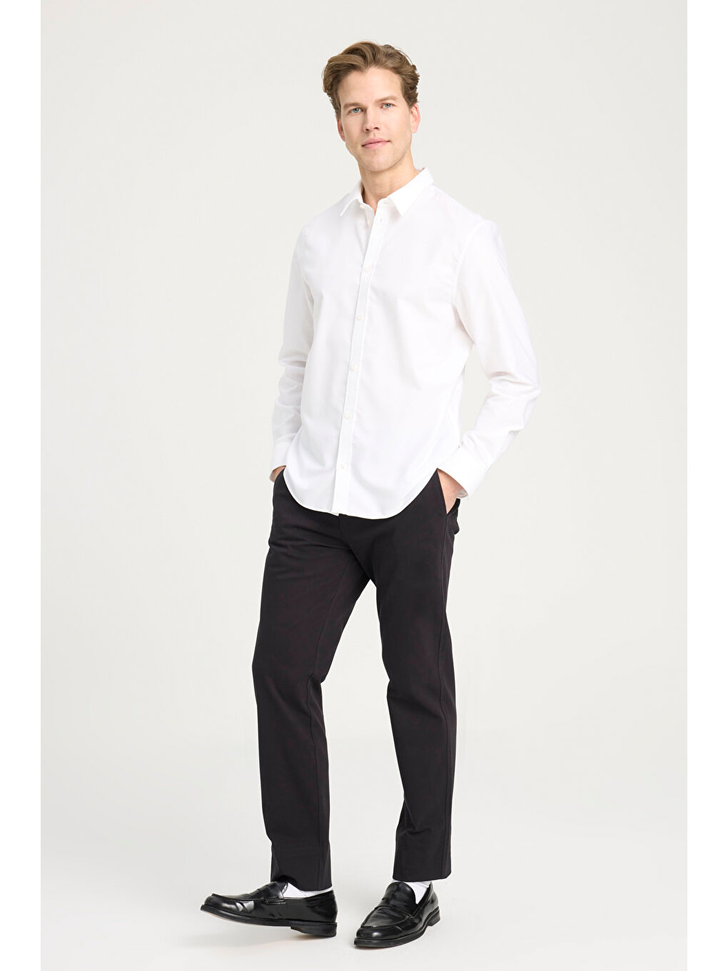 Regular Fit %100 Pamuk Beyaz Gömlek-4