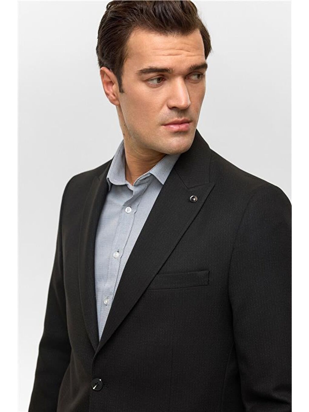 Siyah Regular Desenli Mono Yaka 6 Drop Blazer Ceket-1
