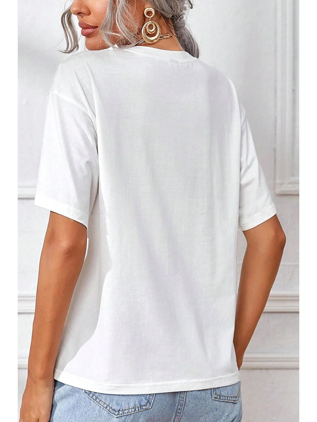 Beyaz Unisex Paris Baskılı Oversize Tshirt-2