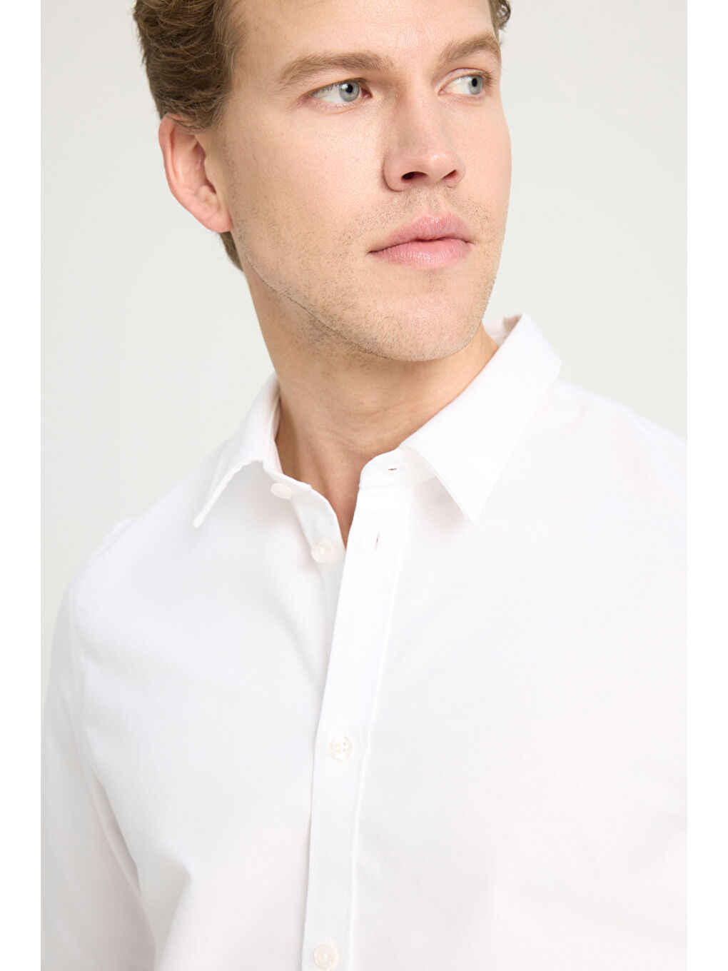 Regular Fit %100 Pamuk Beyaz Gömlek-5