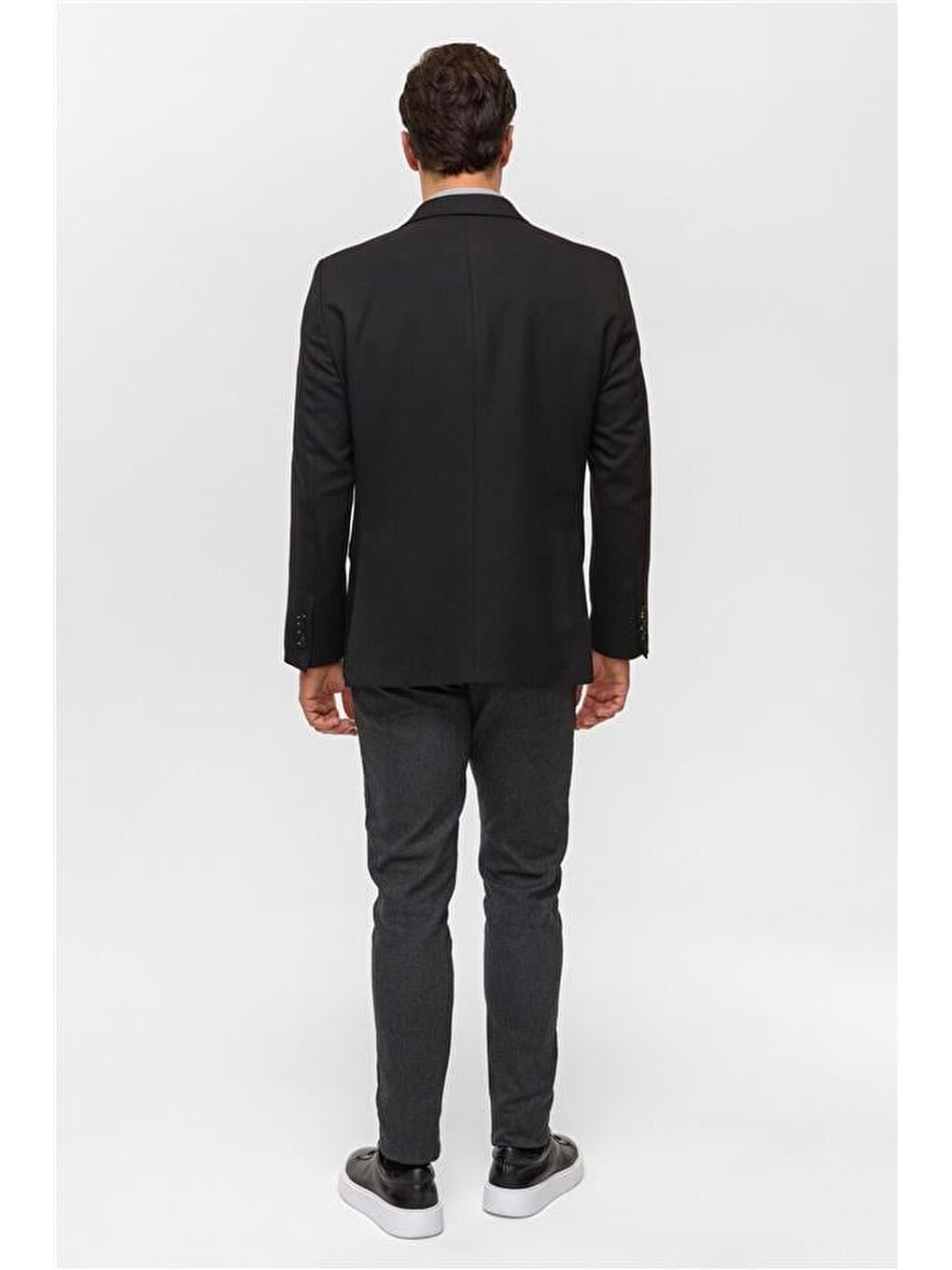 Siyah Regular Desenli Mono Yaka 6 Drop Blazer Ceket-6