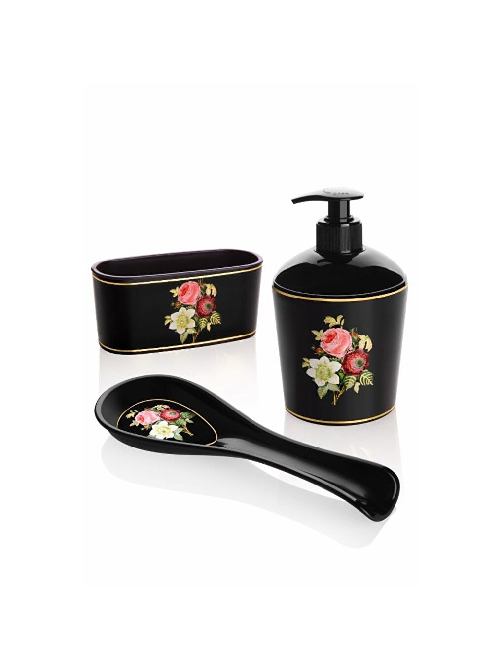 Renksiz Queen's Kitchen Akrilik Lüx 3 Parça Yaldızlı Mutfak Seti - Gül