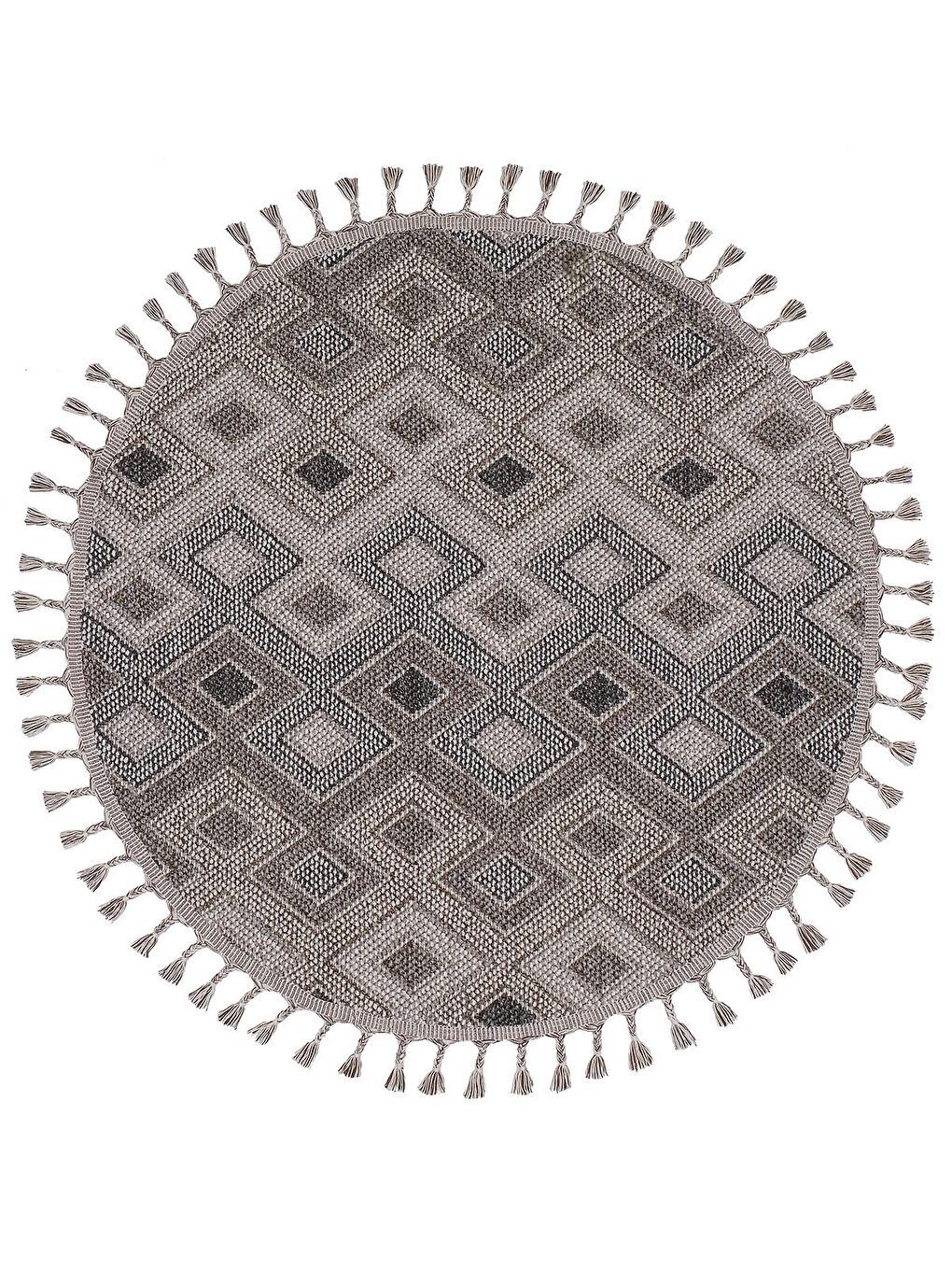 Konfor Halı Gri Konfor Beverly 2262 Yuvarlak Modern Dokuma Bukle Halı-120x120 (Yuvarlak)