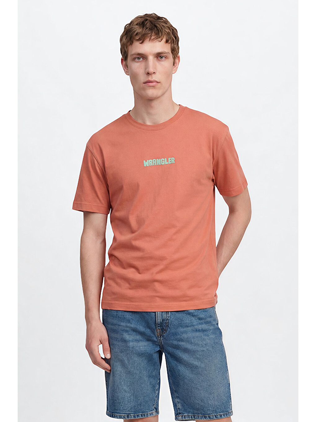 Pembe %100 Pamuk Relaxed Fit Rahat Kesim Bisiklet Yaka Logo Detaylı Tişört-2