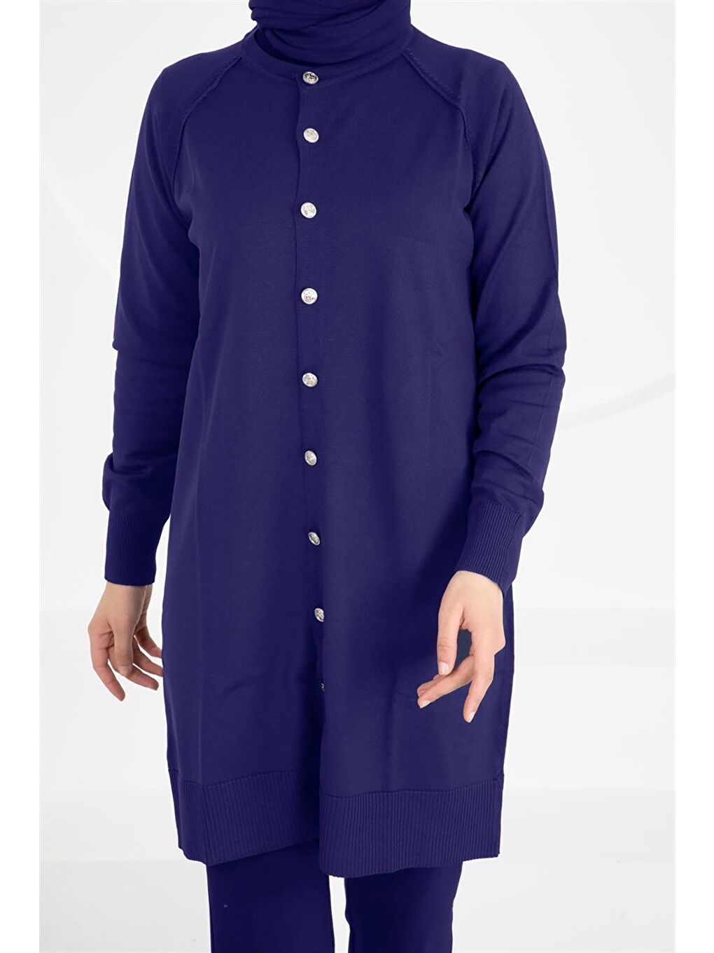 Merserize Triko Hırka Orta Boy H-300 İndigo