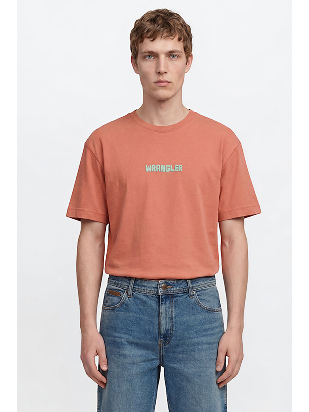 Pembe %100 Pamuk Relaxed Fit Rahat Kesim Bisiklet Yaka Logo Detaylı Tişört-4