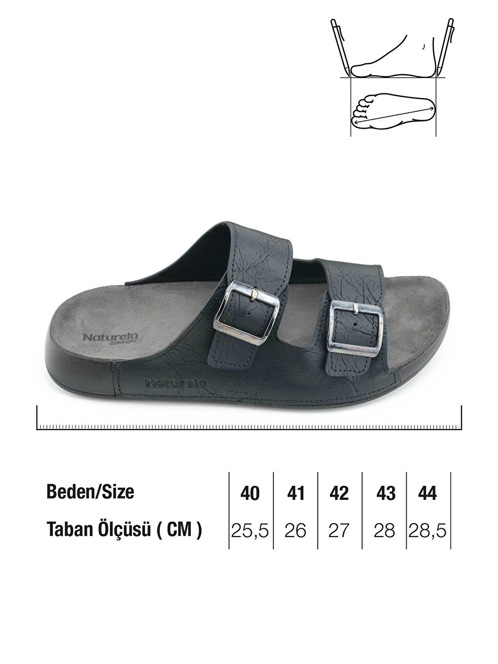 Siyah Naturela Comfort Erkek Yazlık Suni Deri Çift Toka Ayarlanabilir Rahat Taban Günlük Terlik-1