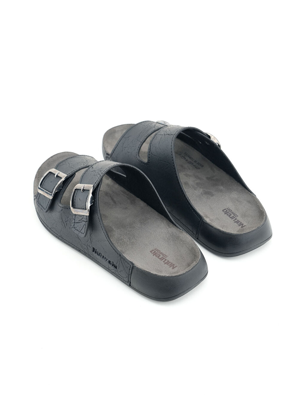 Siyah Naturela Comfort Erkek Yazlık Suni Deri Çift Toka Ayarlanabilir Rahat Taban Günlük Terlik-3
