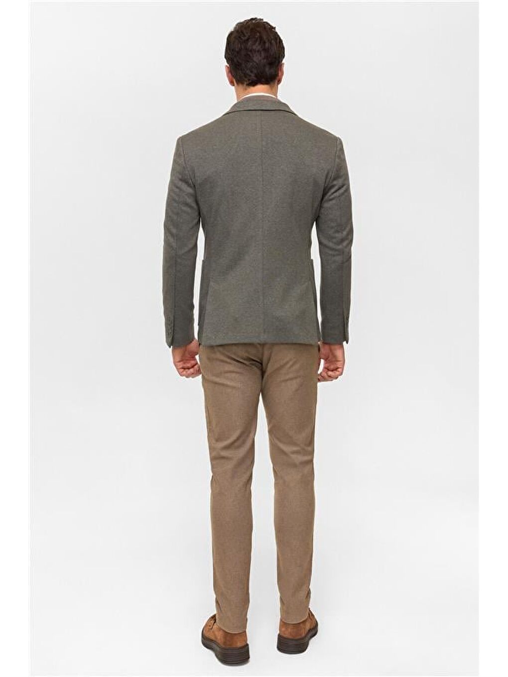 Haki Slim Desenli Mono Yaka 6 Drop Ceket-4