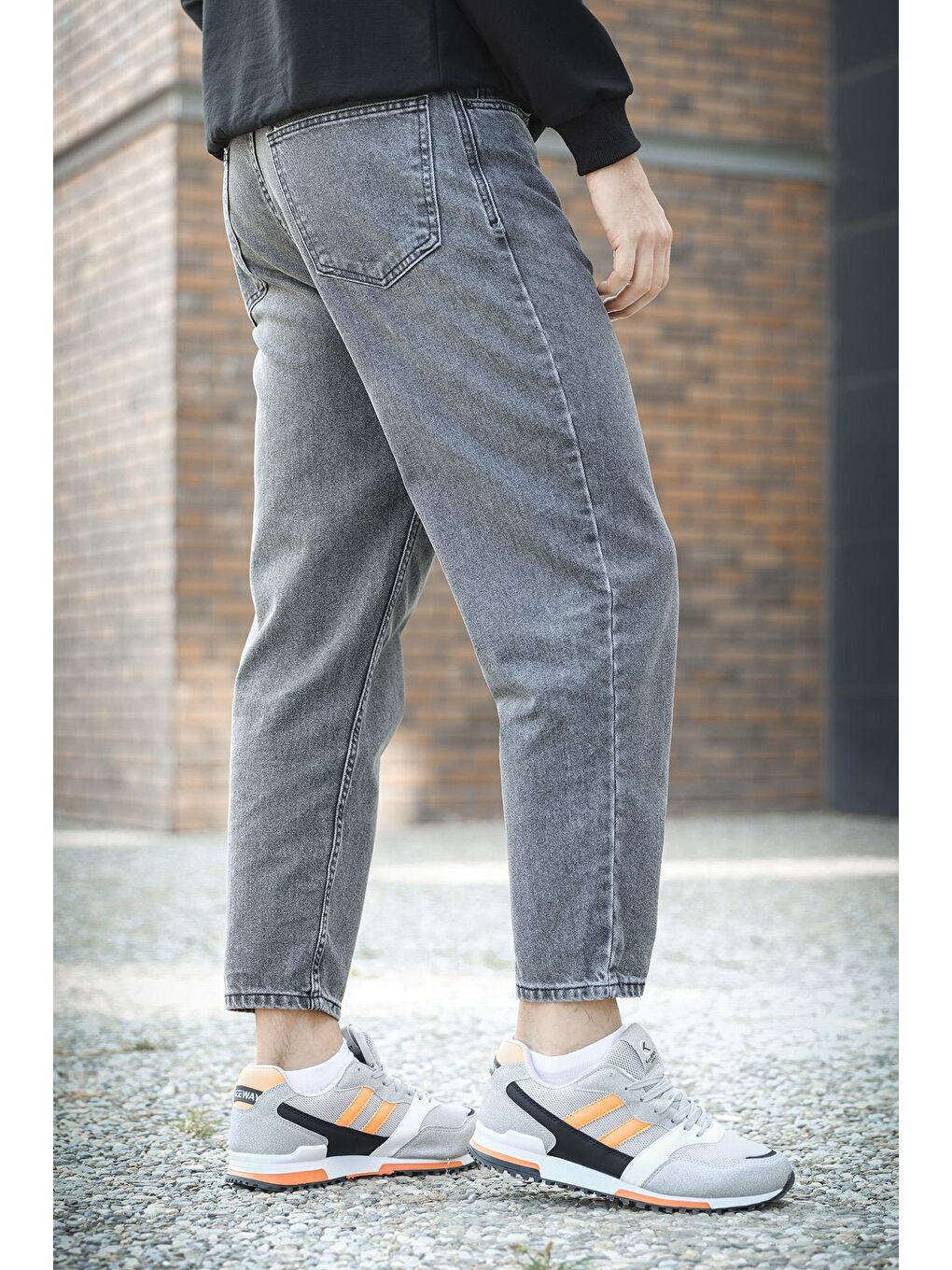 Gri Hendrick Greco Boy Friend Bilek Boy Jean Pantolon-2