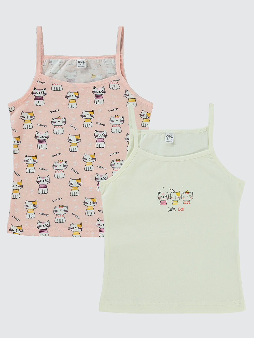 Girls Kız Çocuk 2'li Atlet Set 2-10 Yaş Pembe