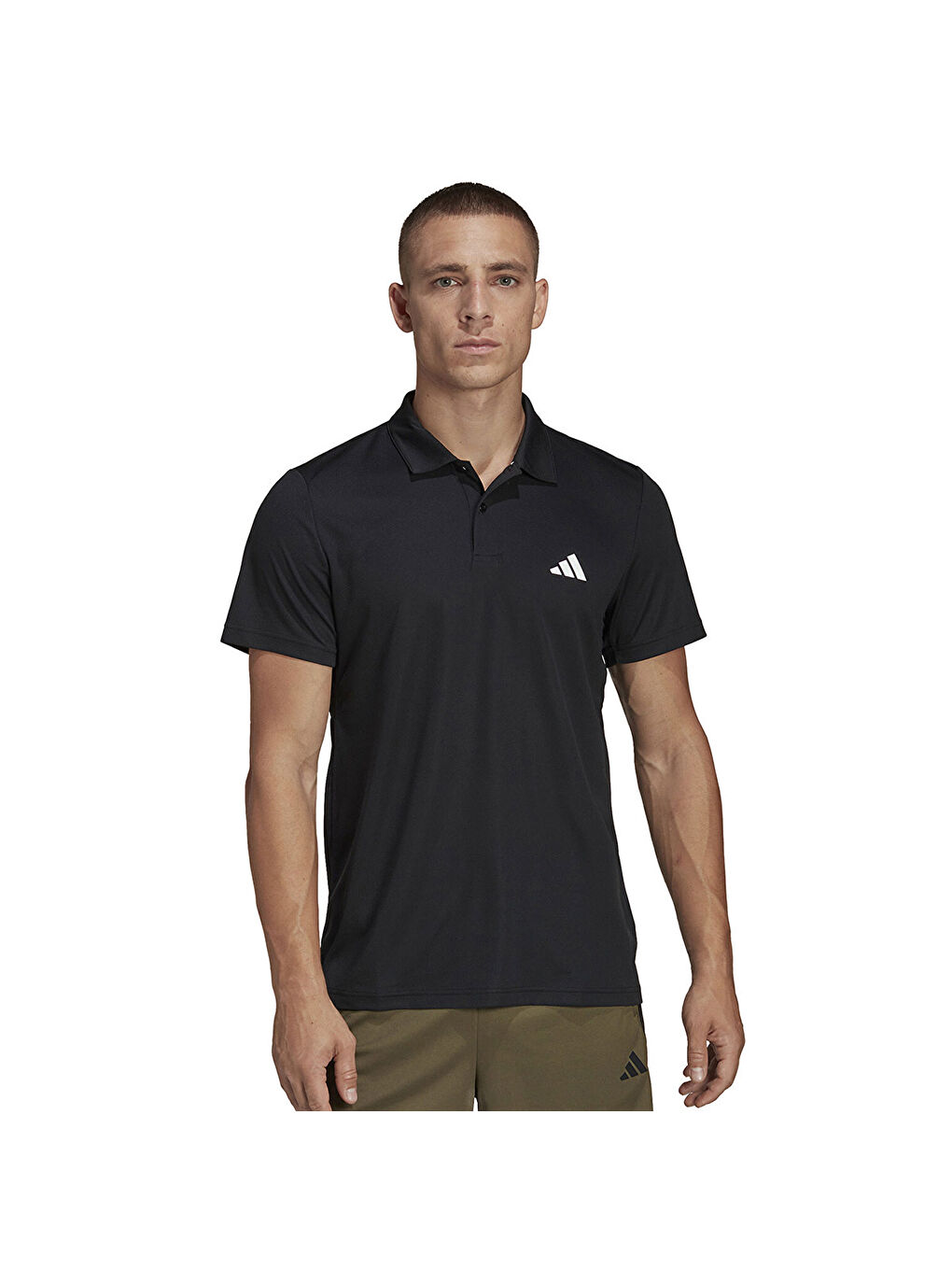 Train Essentials Base Erkek Siyah Polo Yaka Polo Spor Tişört