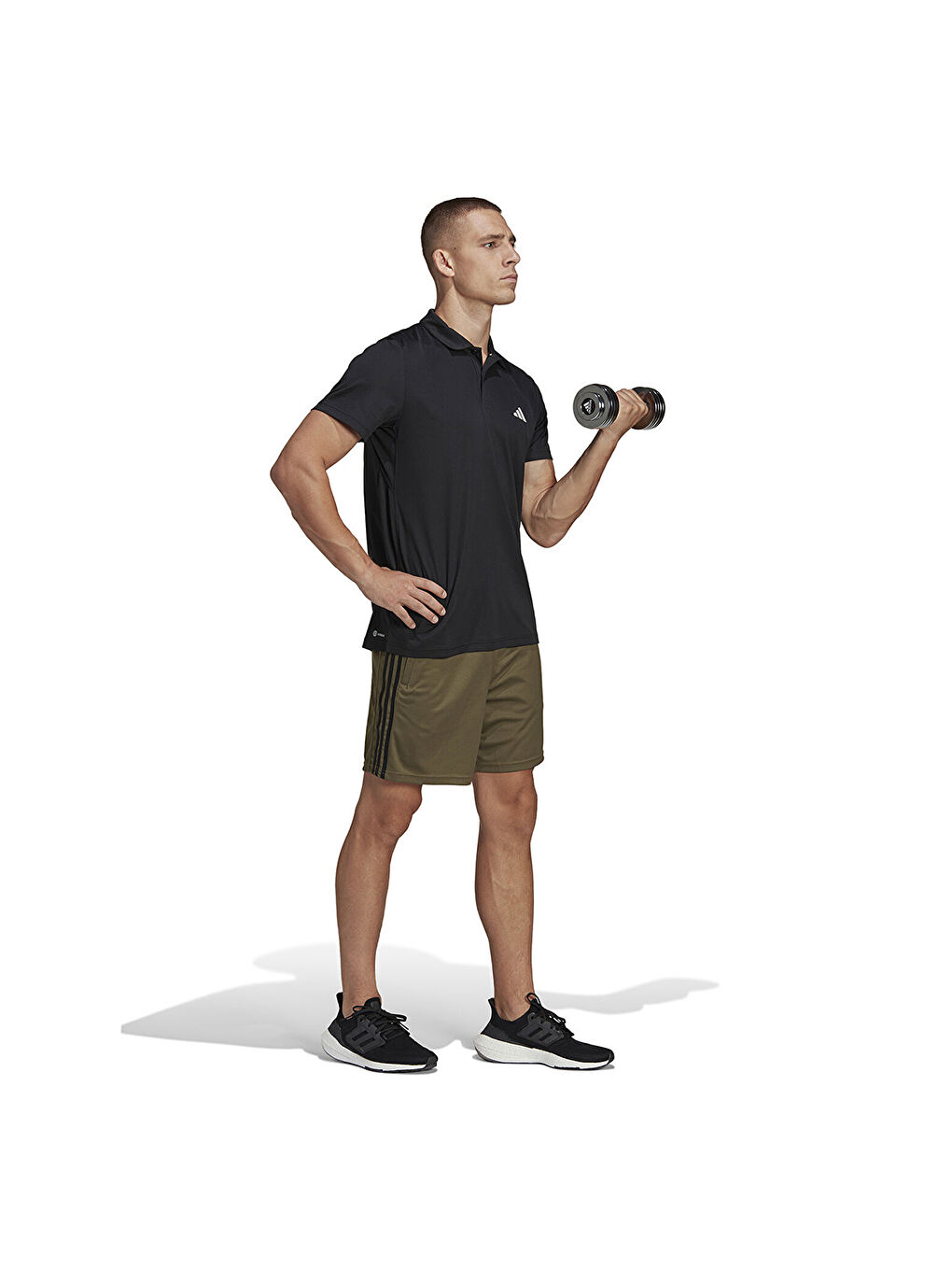 Train Essentials Base Erkek Siyah Polo Yaka Polo Spor Tişört-4