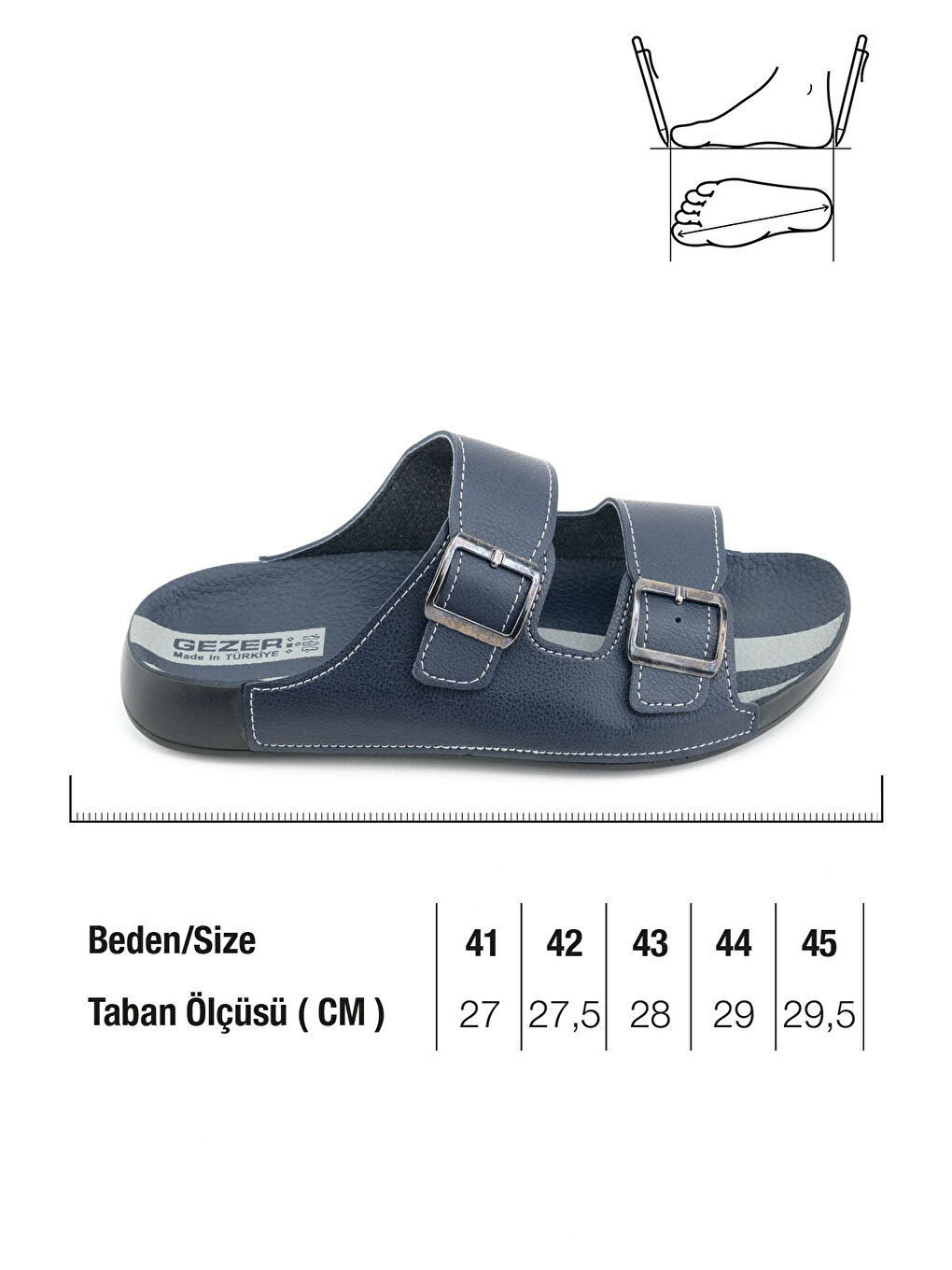 Lacivert Erkek Yazlık İki Toka Ayarlanabilir Suni Deri Rahat Taban Günlük Terlik-1