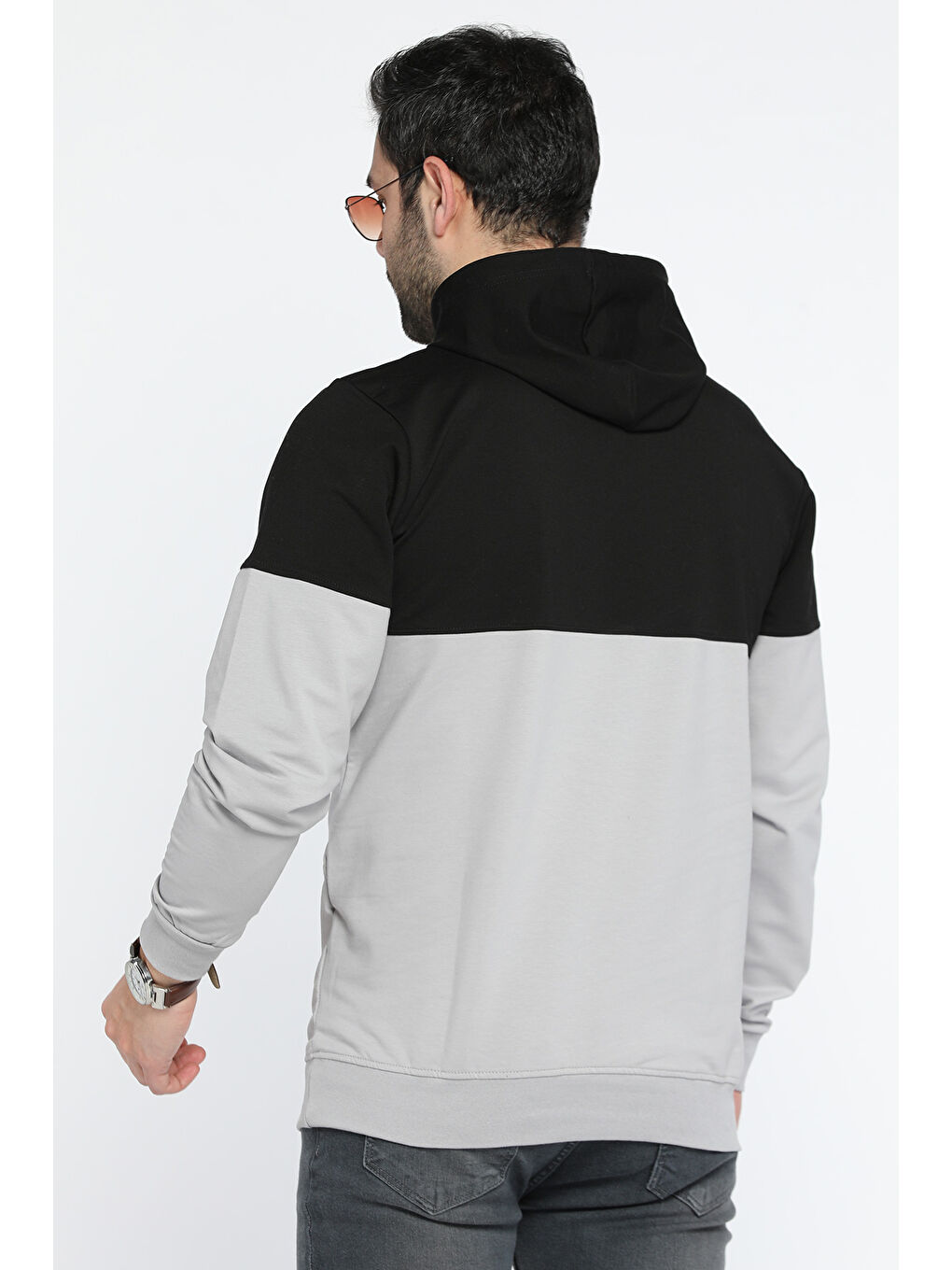 Mishar İtalia Siyah Erkek Kapüşonlu Baskılı Renk Granili Sweatshirt - 2