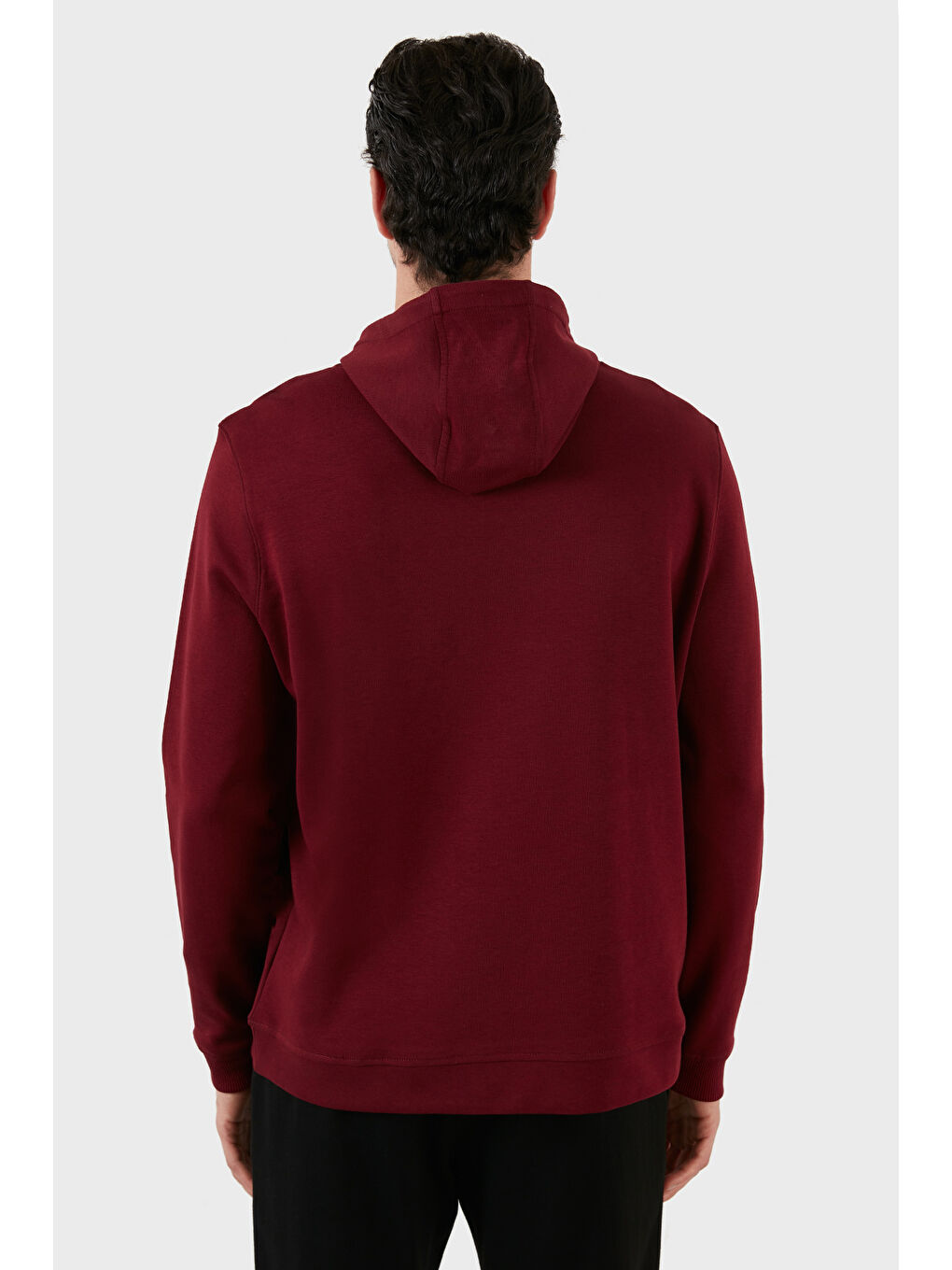 Bordo Pamuklu Regular Fit Kanguru Cepli Kapüşonlu Sweat 6141006B-3