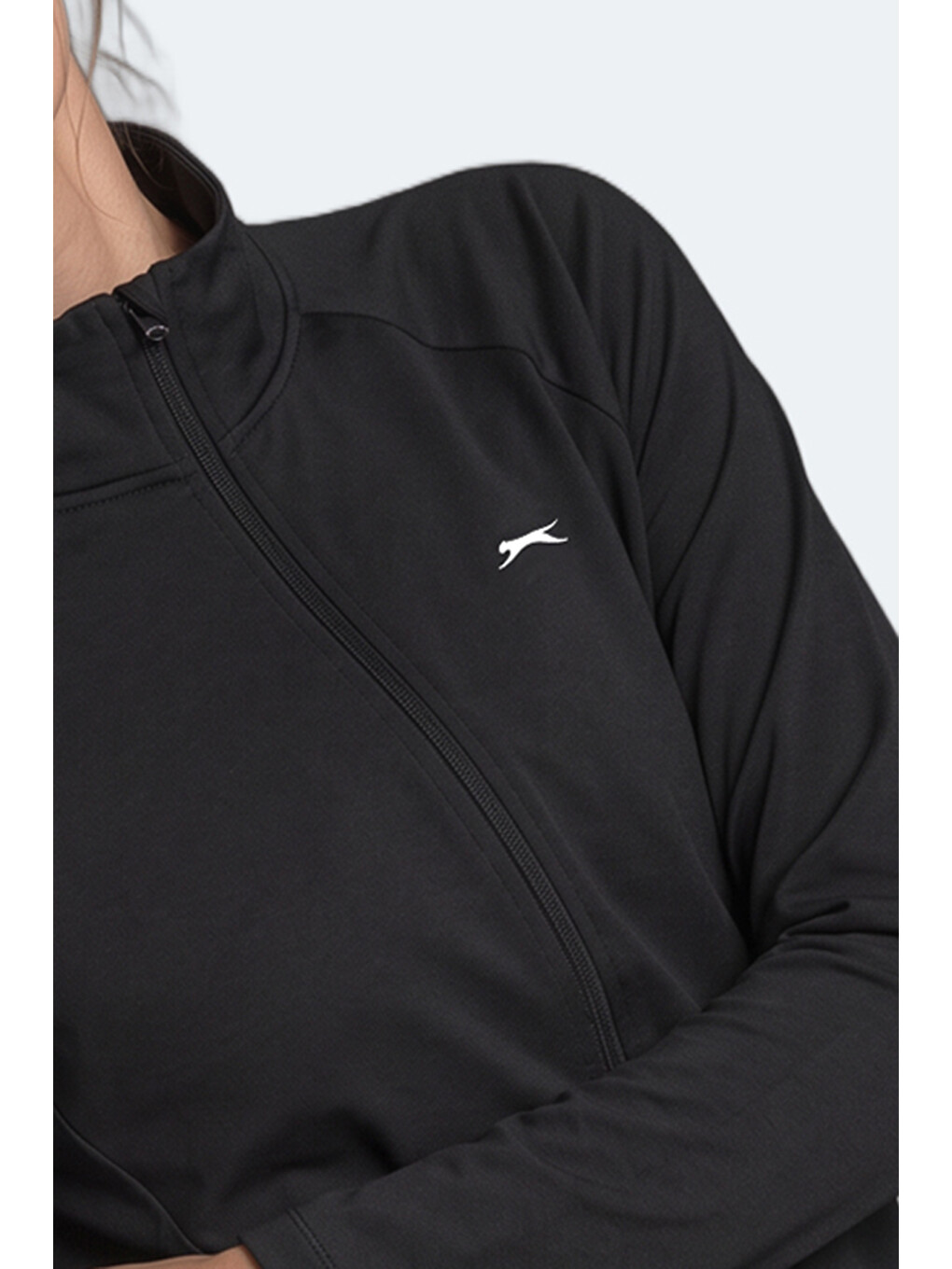 Razor Kadın Dik Yaka Fermuarlı Siyah Sweatshırt-1