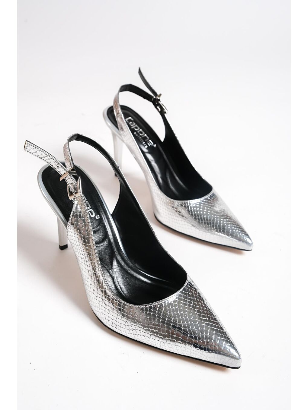 Gri Arkası Açık Orta Topuklu Yumuşak Pedli Taban Kadın Ayakkabı