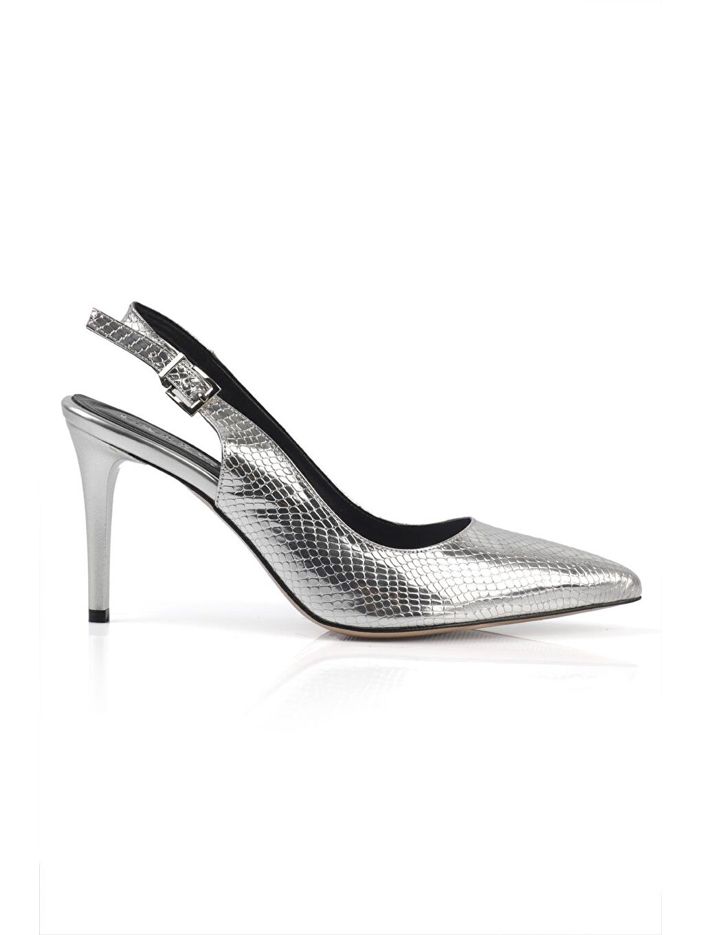 Gri Arkası Açık Orta Topuklu Yumuşak Pedli Taban Kadın Ayakkabı-2