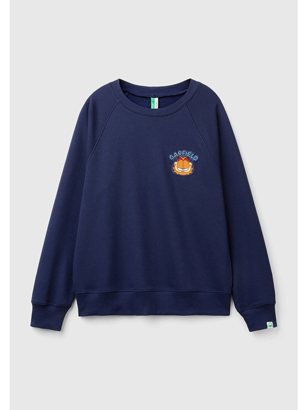 Erkek Lacivert Pamuk Karışımlı Göğsü Garfield Baskılı Bisiklet Yaka Sweater-3