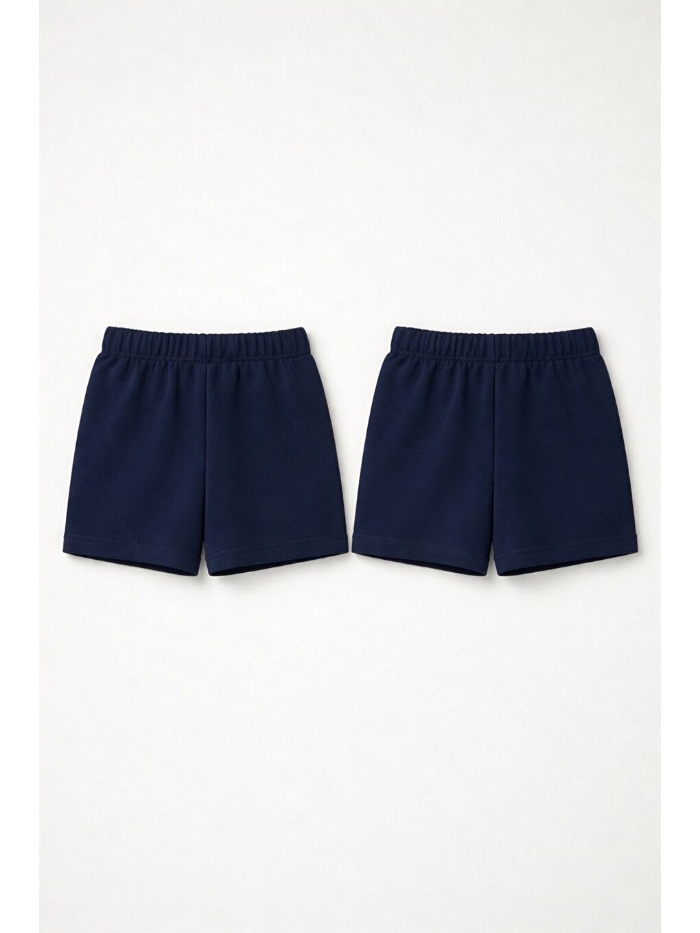Lacivert 2li Set Genç Kız Beli Lastikli Basic Pamuklu Şort