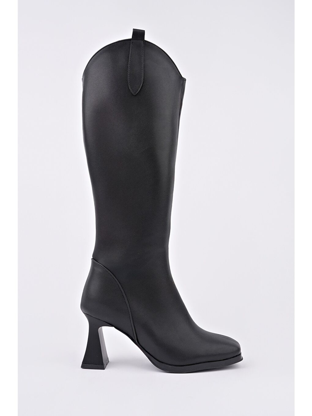 Siyah ASTORİA Küt Burun Yandan Fermuarlı Topuklu Kadın Çizme-2