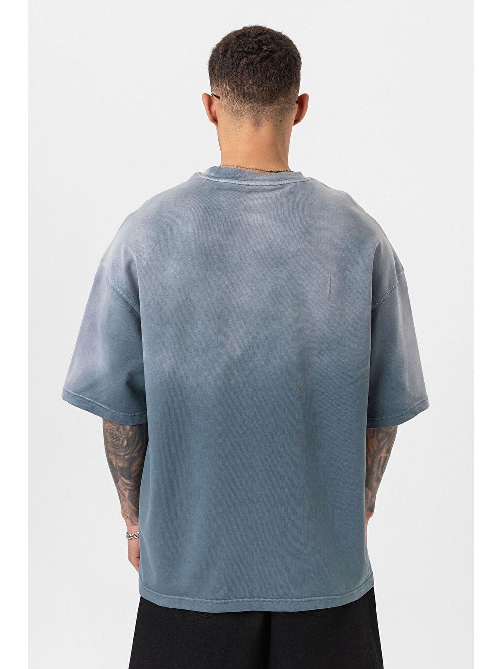 Yıkamalı Oversize Tişört Gri-5