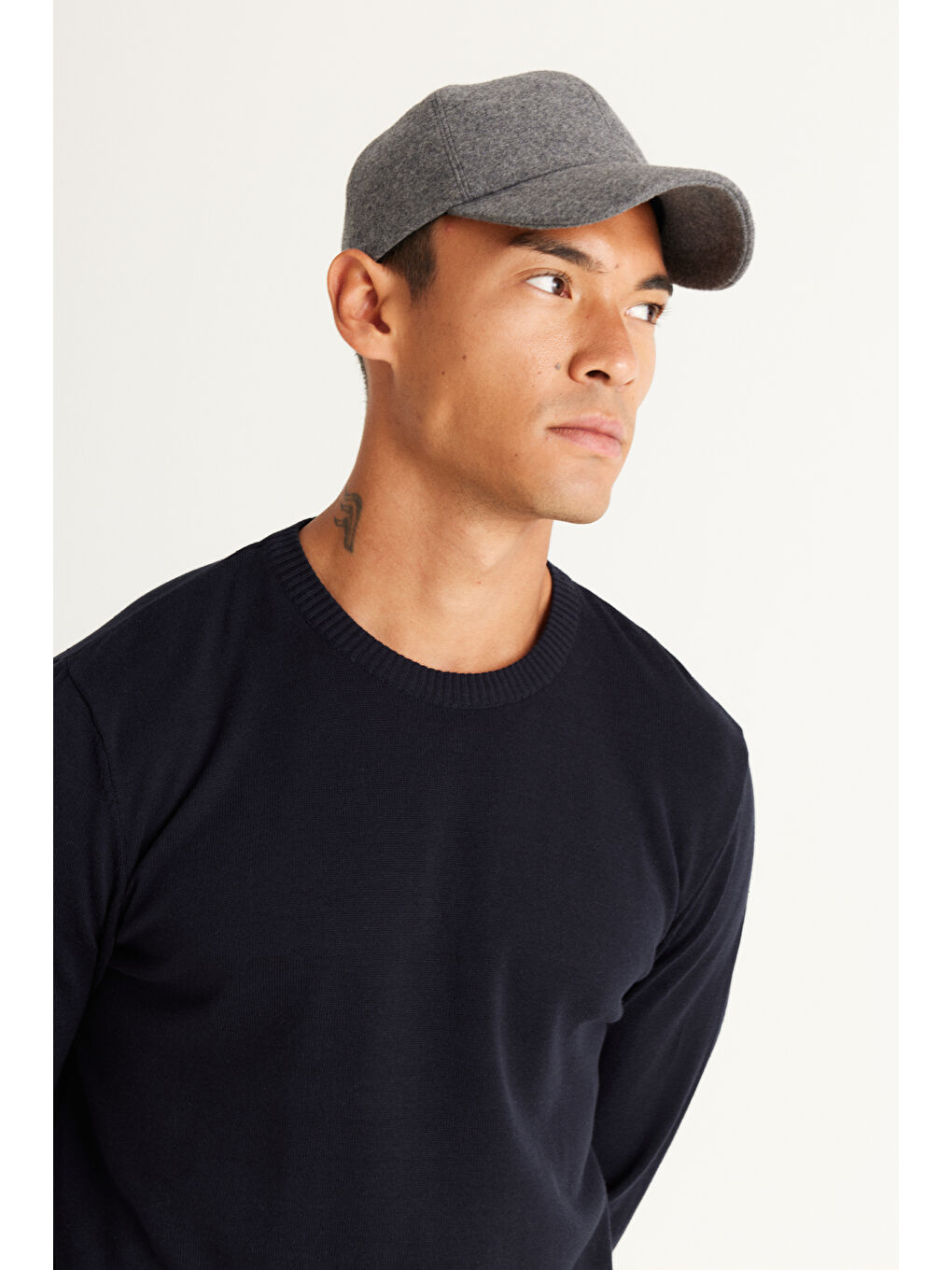 Erkek Lacivert Standart Fit Normal Kesim Bisiklet Yaka Pamuklu Triko Kazak-2