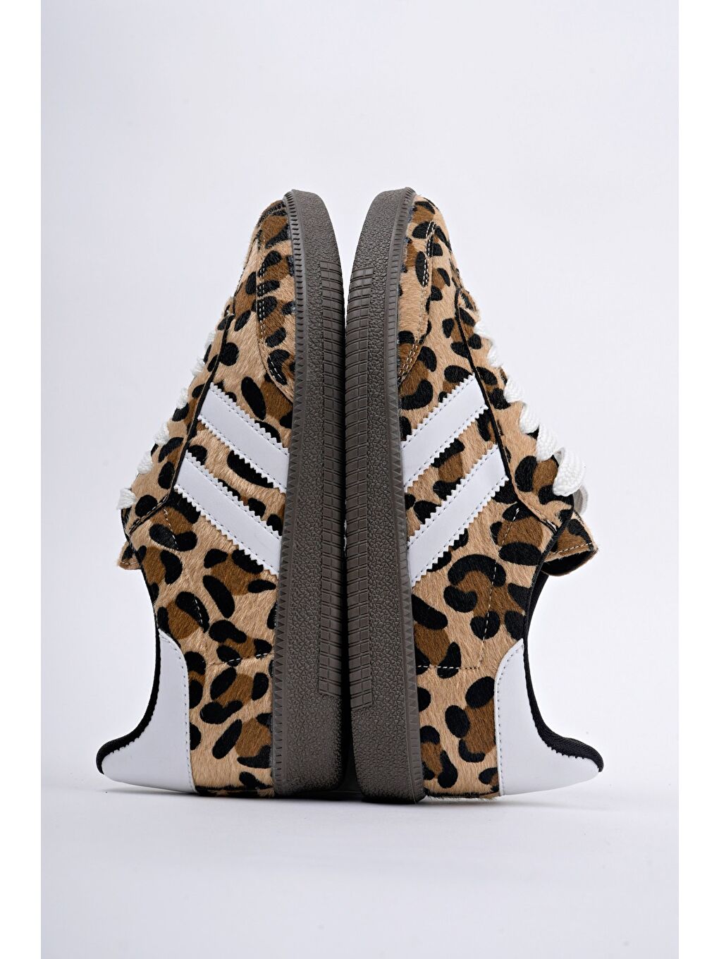 Beyaz LEOPARD Kadın Ortopedik Günlük Bağcıklı Yürüyüş Leopar Desenli Sneaker Spor Ayakkabı-6