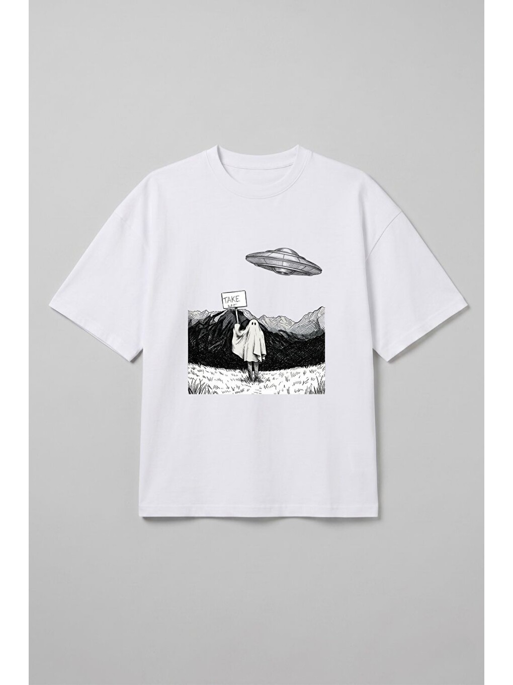 Take Me Oversize Beyaz T-Shirt