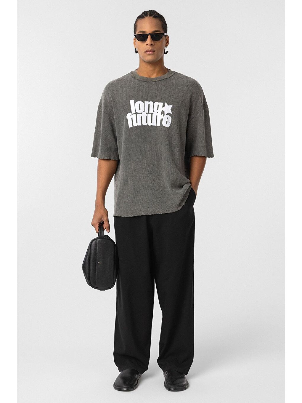 Bej Yıkamalı Oversize Triko Tişört Vizon