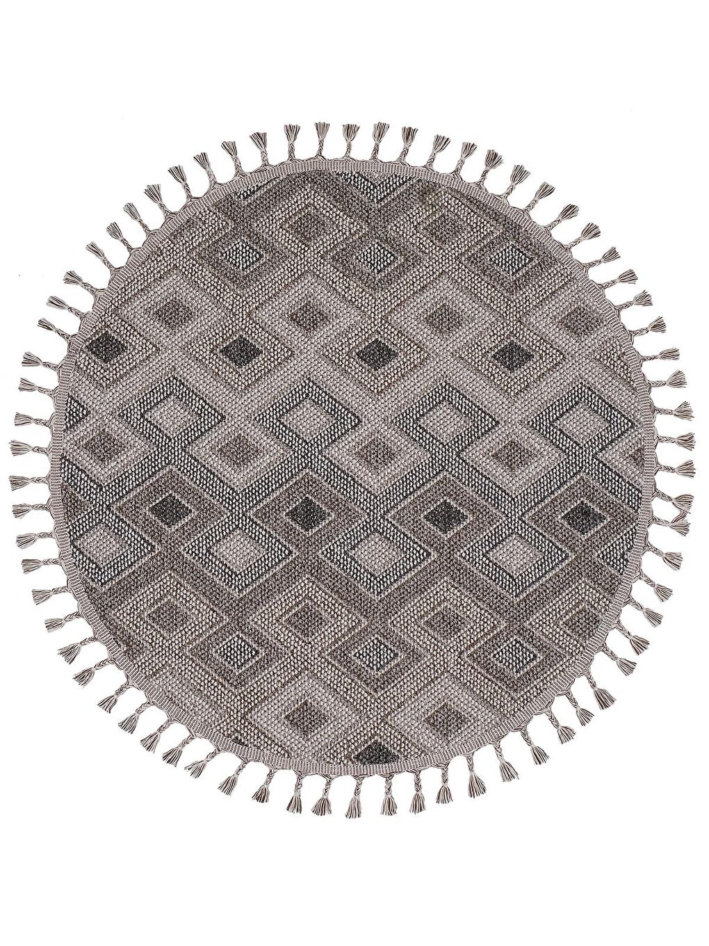 Gri Konfor Beverly 2262 Yuvarlak Modern Dokuma Bukle Halı-160x160 (Yuvarlak)