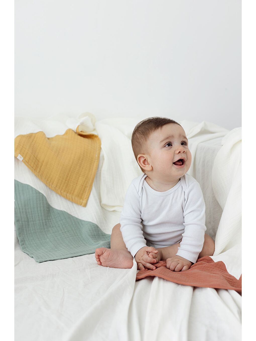 Yeşil Joy of Colors Organik Pamuk 4 Katlı Müslin Örtü Mint 100x100-2