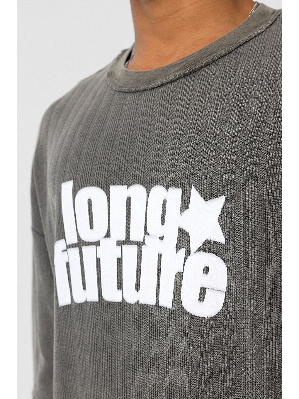 Bej Yıkamalı Oversize Triko Tişört Vizon-4