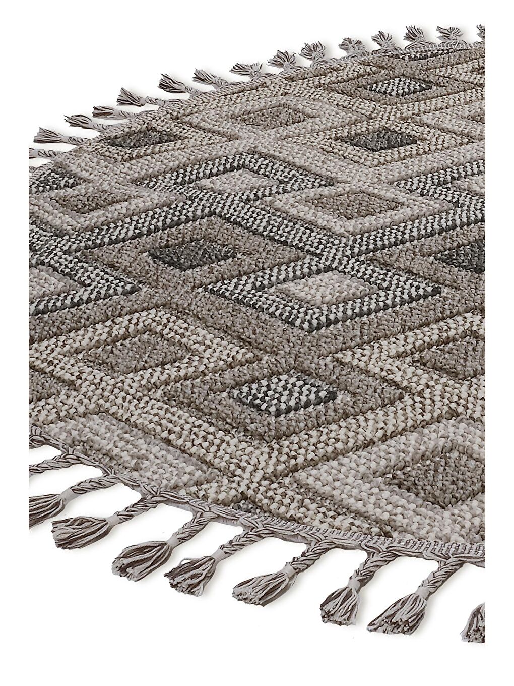 Gri Konfor Beverly 2262 Yuvarlak Modern Dokuma Bukle Halı-160x160 (Yuvarlak)-2