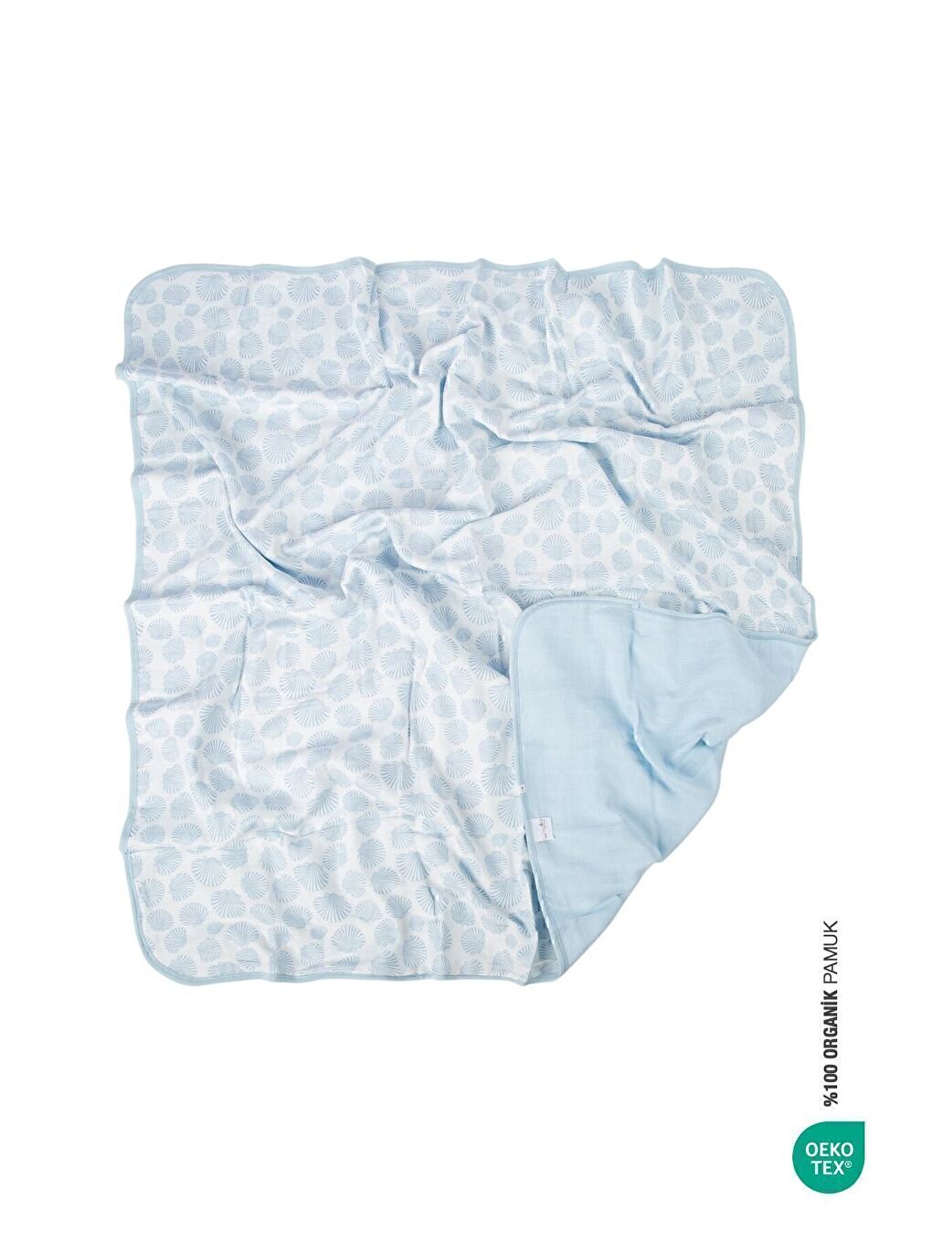 BebeMarin Seashell Müslin Battaniye 120x120 Mavi-2