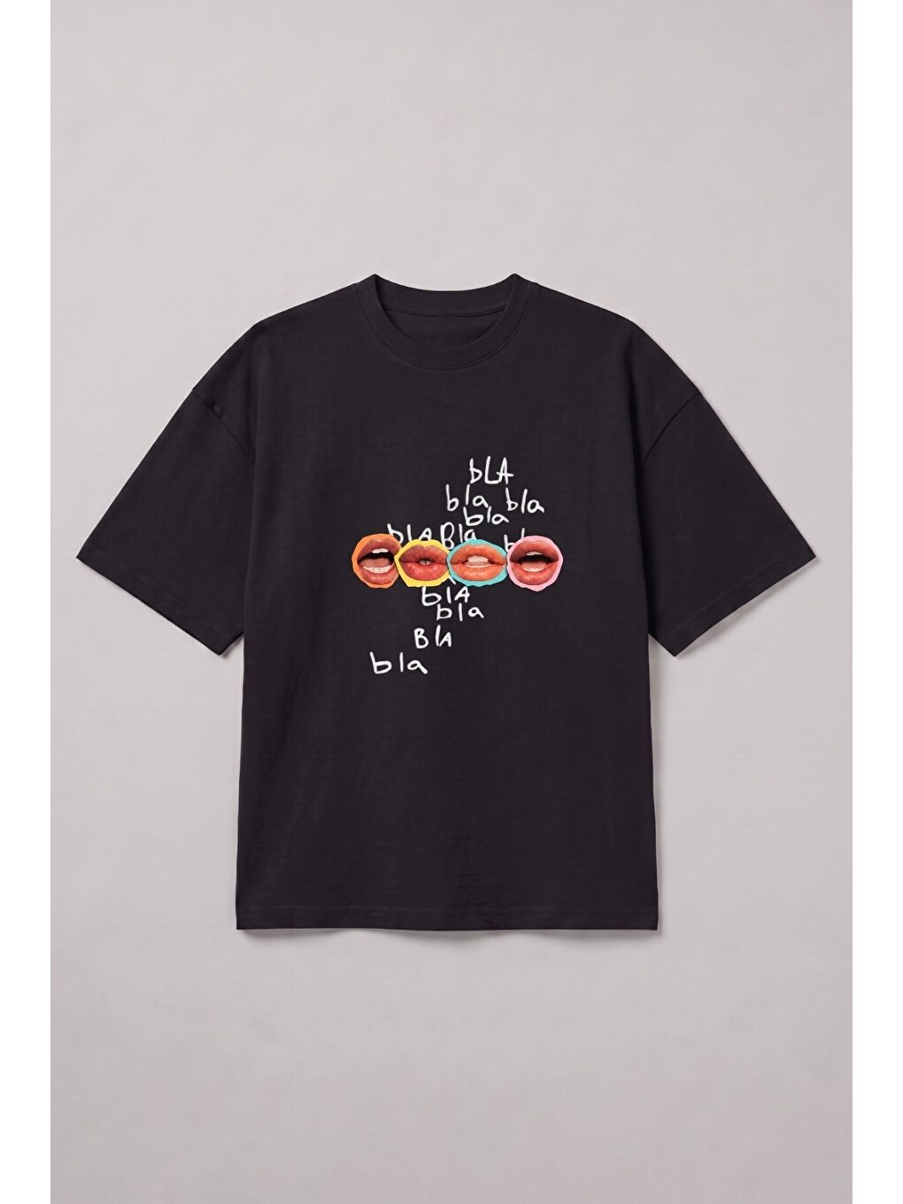 Bla Bla Oversize Siyah T-Shirt
