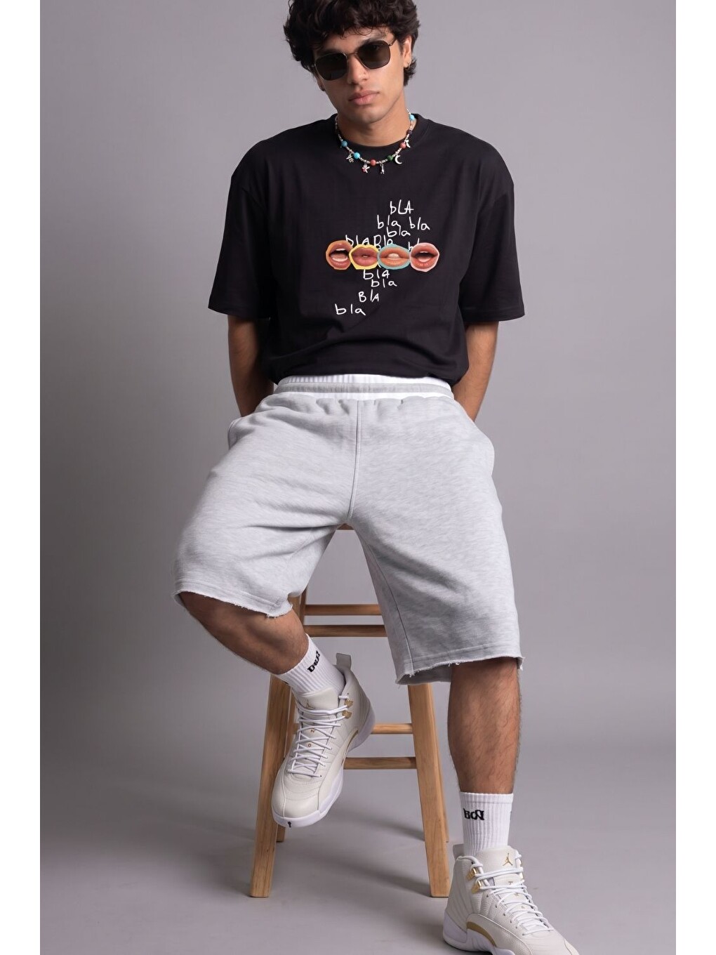 Bla Bla Oversize Siyah T-Shirt-3