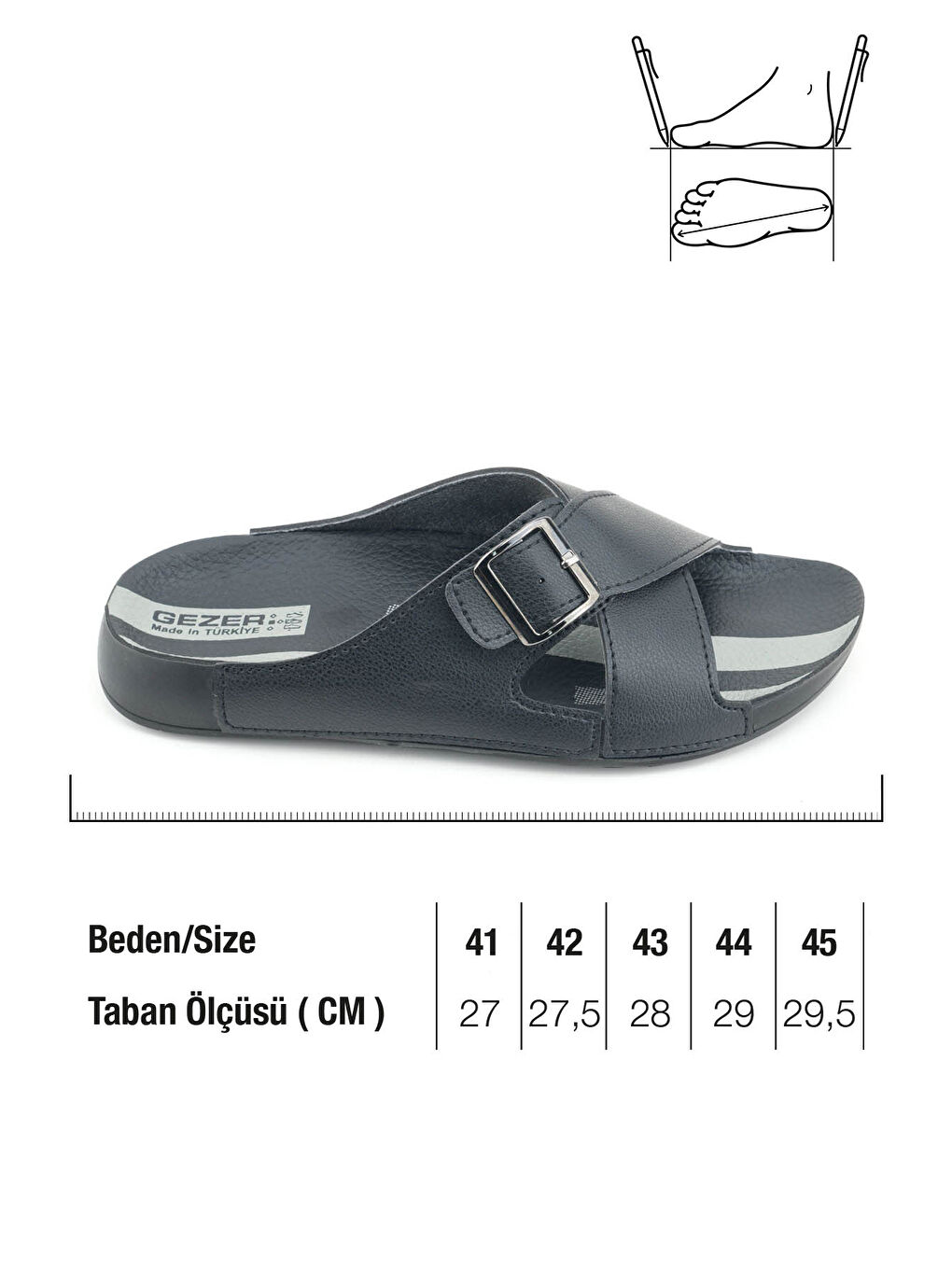 Siyah Erkek Yazlık Tek Toka Ayarlanabilir Suni Deri Rahat Taban Günlük Terlik-1