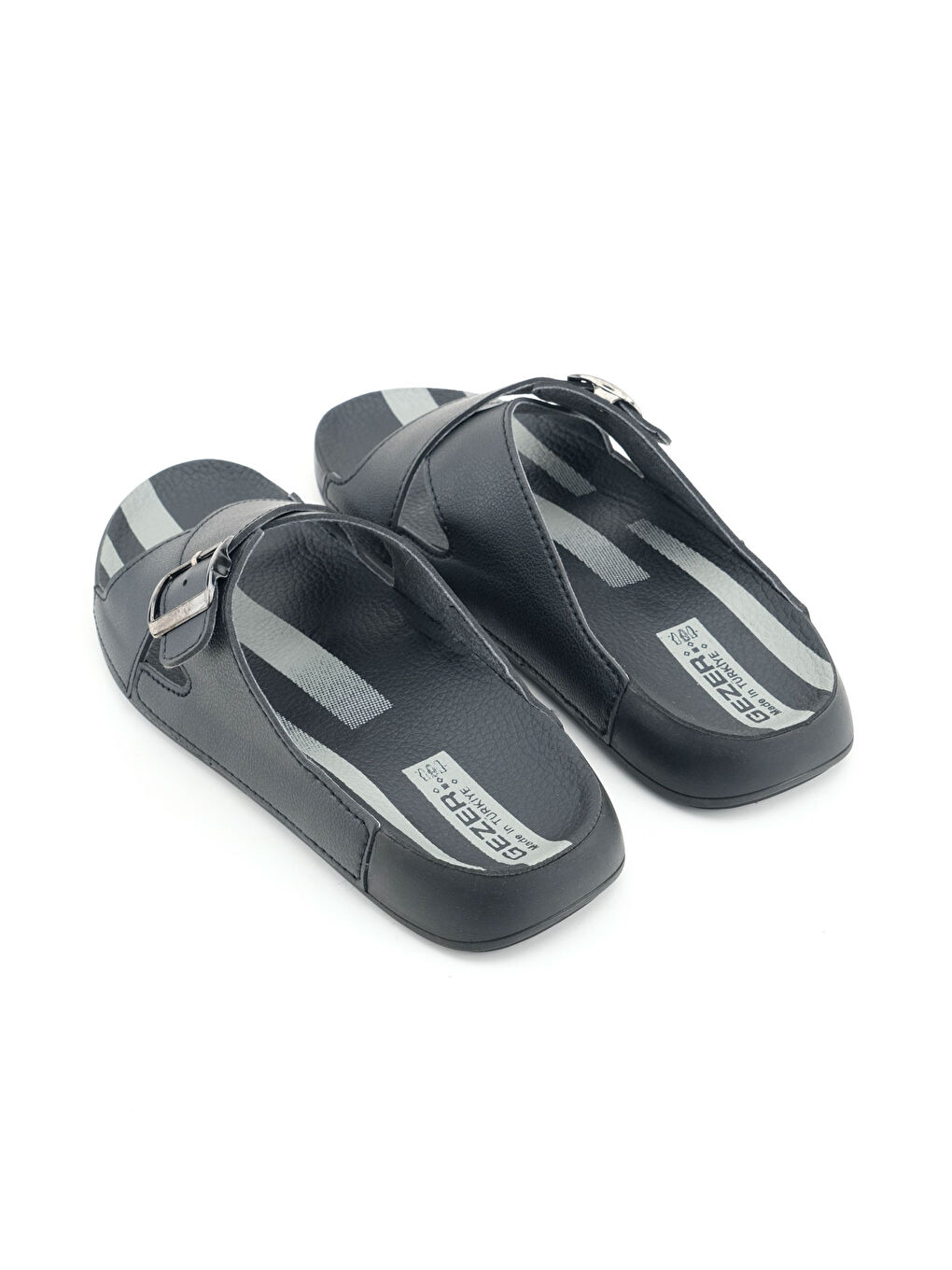 Siyah Erkek Yazlık Tek Toka Ayarlanabilir Suni Deri Rahat Taban Günlük Terlik-3