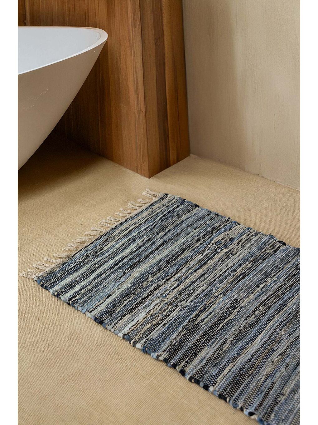 Lila Striped  Denim Kilim Ekru/İndigo 120x180-1