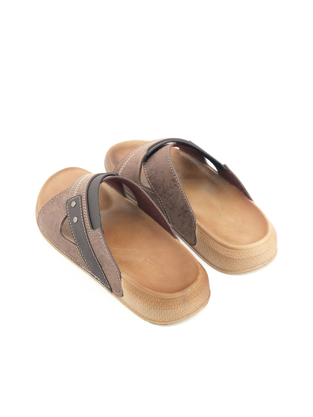 Kahverengi Erkek Yazlık Suni Deri Rahat Taban Günlük Terlik-3