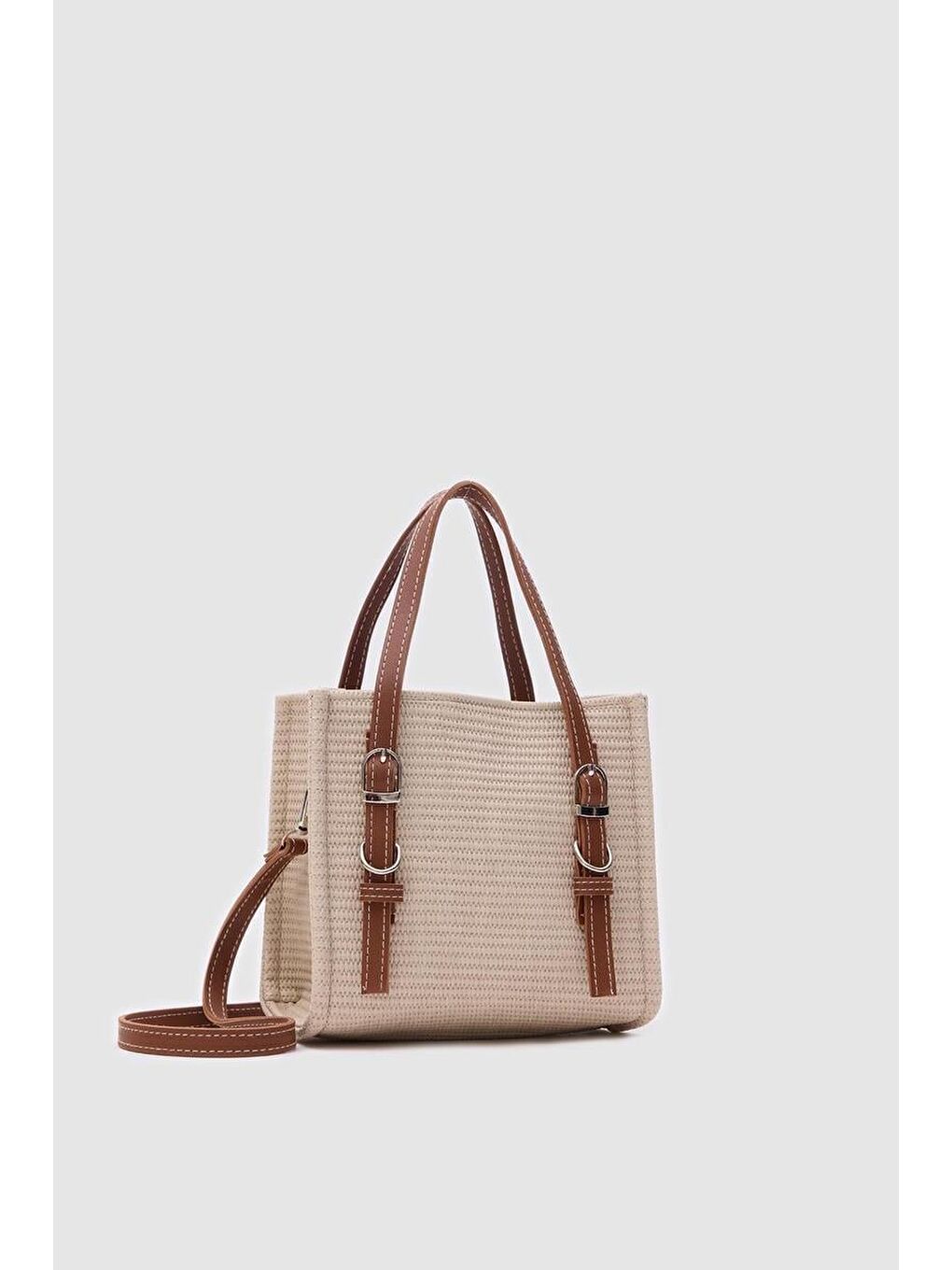 Wolf Hasır Kemer Detaylı Çapraz Çanta Bej-2