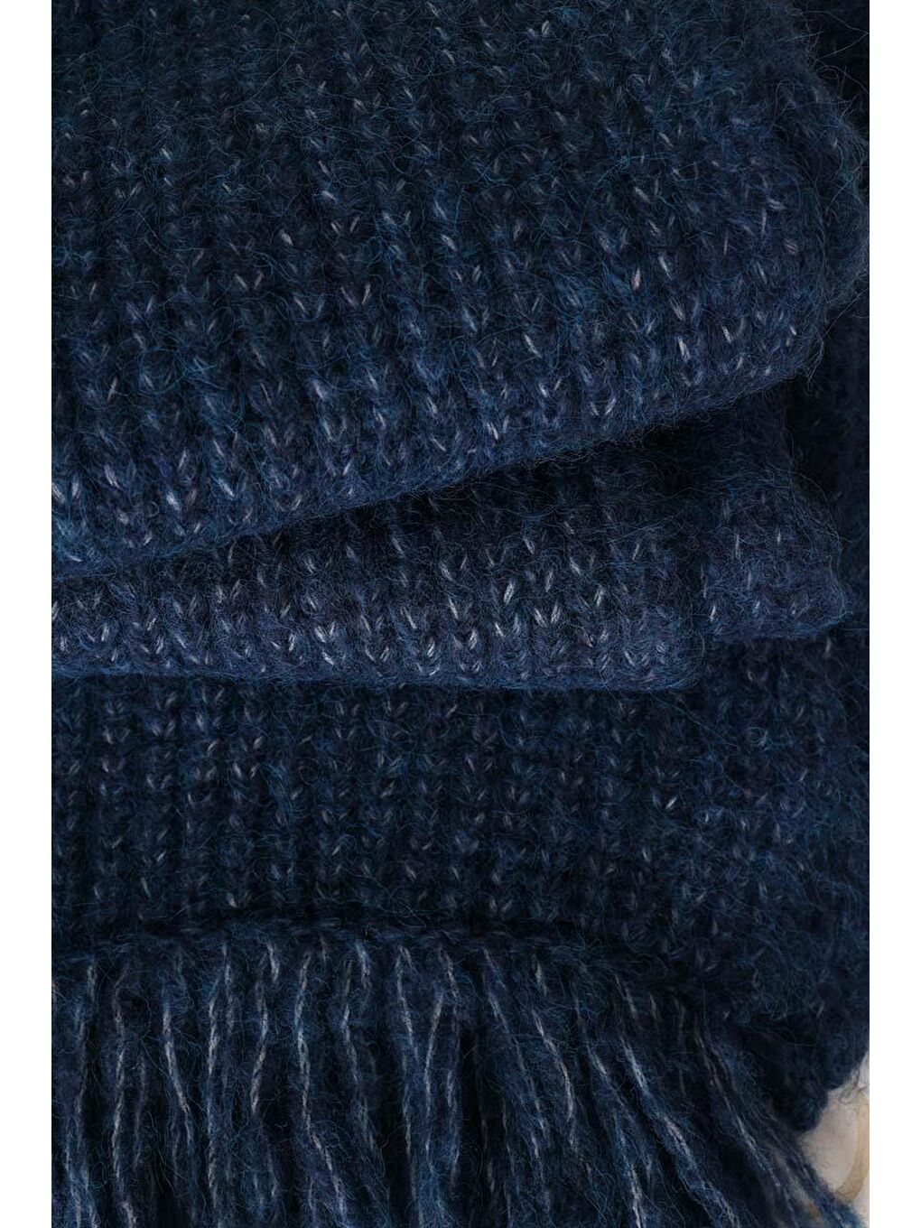 Lacivert-Triko Püsküllü Şal-1