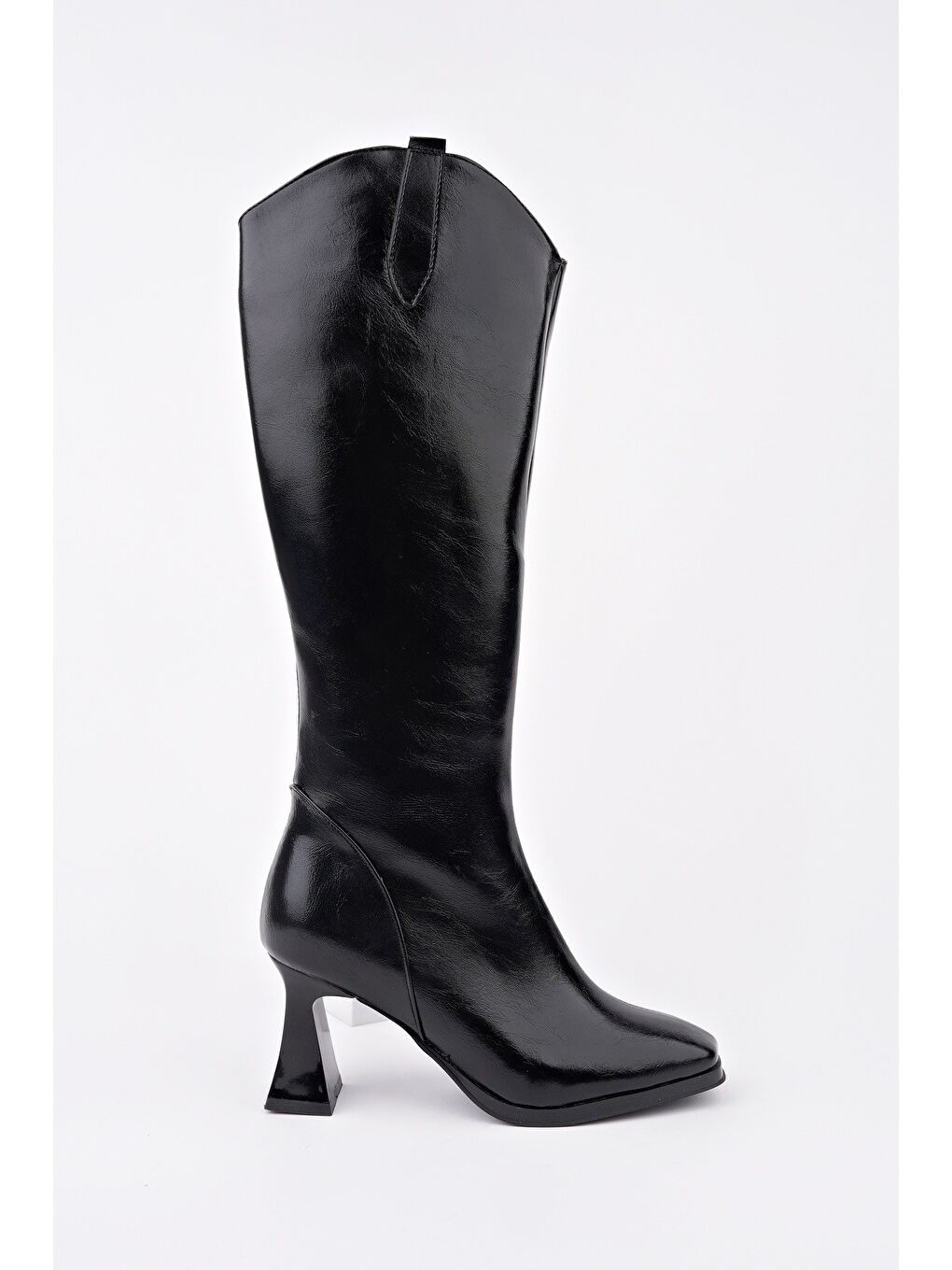 Siyah ASTORİA Küt Burun Yandan Fermuarlı Topuklu Kadın Çizme