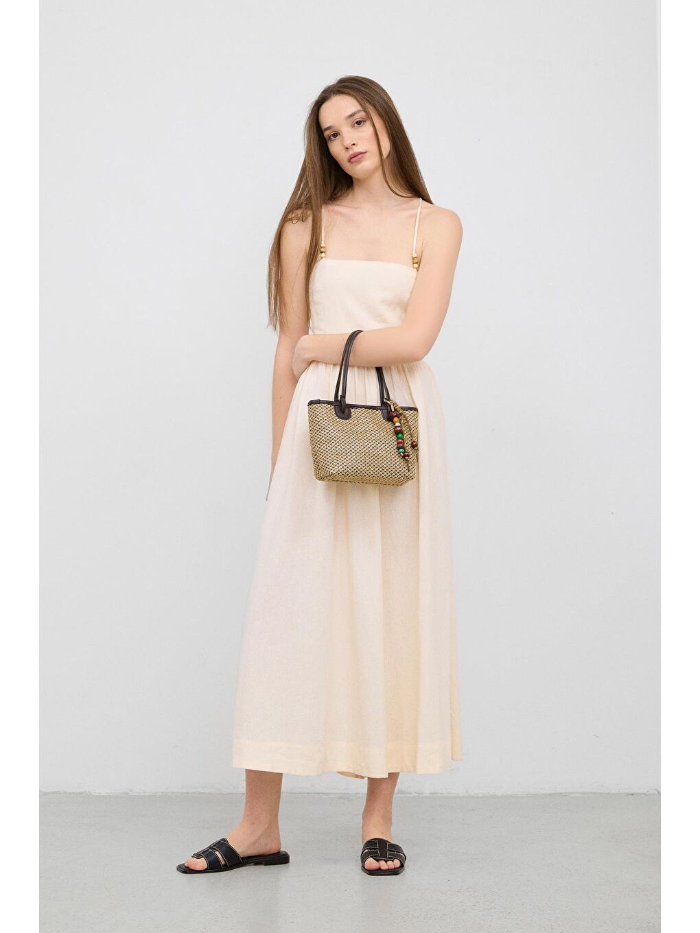 Roen Hasır Omuz Çantası Kahverengi-7