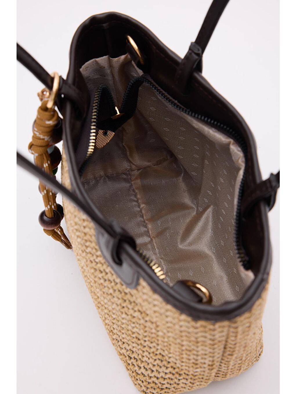 Roen Hasır Omuz Çantası Kahverengi-5